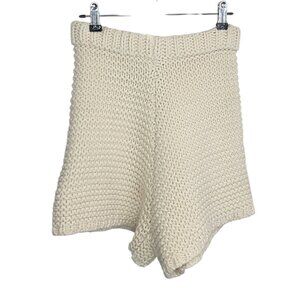 Sabo Skirt Open Knit High Rise Shorts, Beach, Vacation, Cover, Cream, Sz S